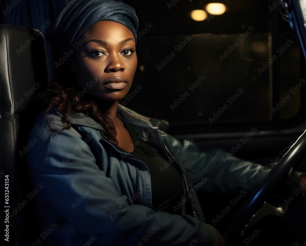 Black Woman Truck Driver Professional Work Role Work Environment Backdrop Generative AI Black Woman Truck Driver Professional Work Role Work Environment Backdrop Generative AI