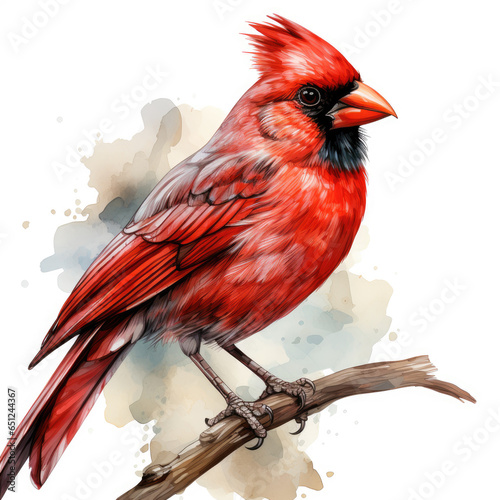 watercolor Cardinal clipart, Generative Ai © creativeproartist