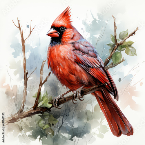 watercolor Cardinal clipart, Generative Ai