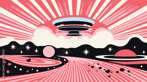 risograph ufo modern coloured doodle arts background 