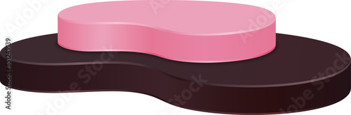 Free form shape podium pink and brown color.