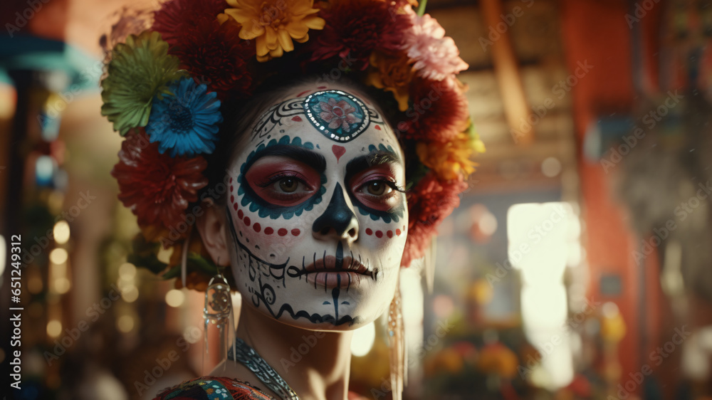 Portrait of a Beautiful Woman Día de los Muertos, Day of the Dead festival