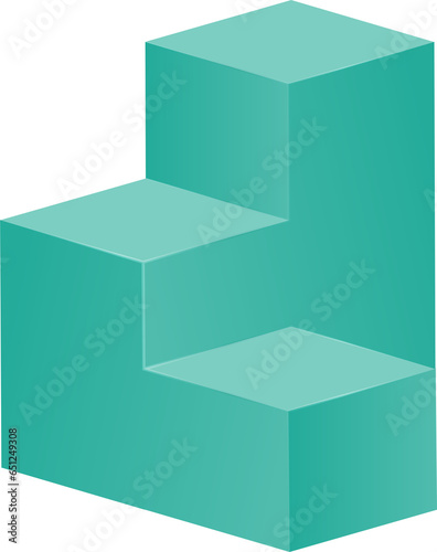 Green pedestal empty isolated with gold number on light green background. Vector podium for product demonstration.