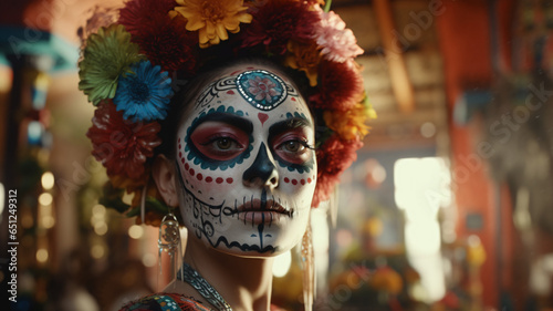 Portrait of a Beautiful Woman Día de los Muertos, Day of the Dead festival