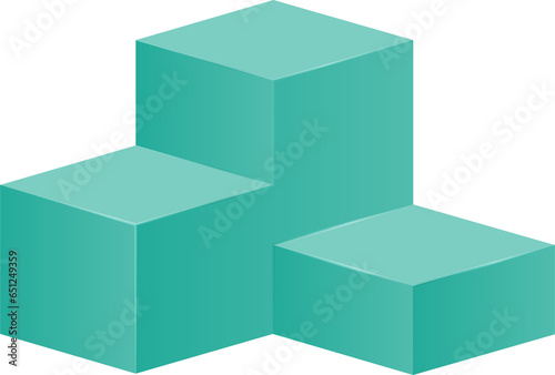 Green pedestal empty isolated with gold number on light green background. Vector podium for product demonstration.