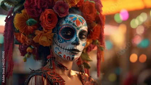 Portrait of a Beautiful Woman Día de los Muertos, Day of the Dead festival