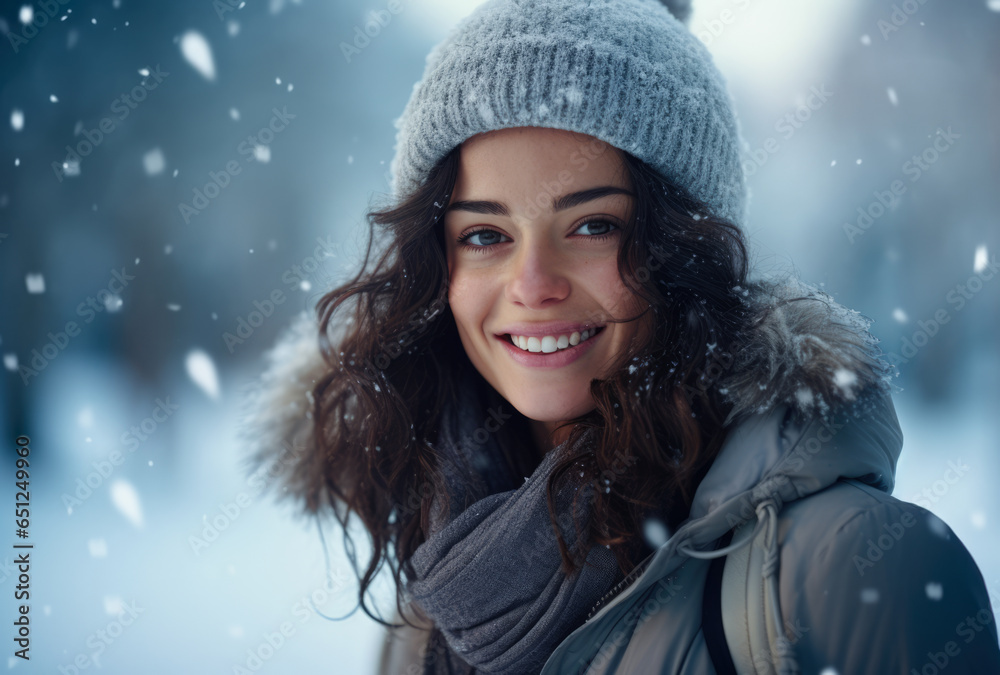 Portrait of a young woman in her winter holidays Portrait of a young woman in her winter holidays