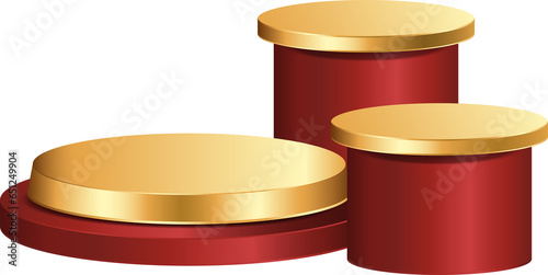 Round gold and red color poduim for chinese new year. photo