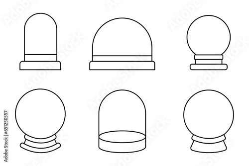 Set Snow globe inline art style . Winter, Christmas, and New Year design elements