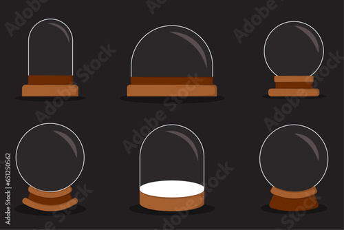 Set Snow globe in flat design . Winter, Christmas, and New Year design elements