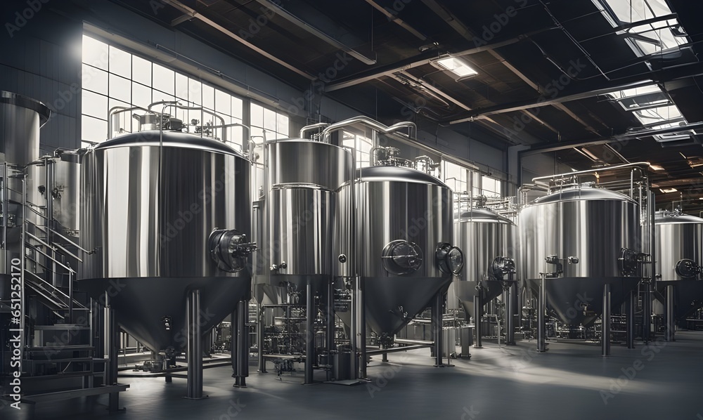 modern craft brewery with beer tanks