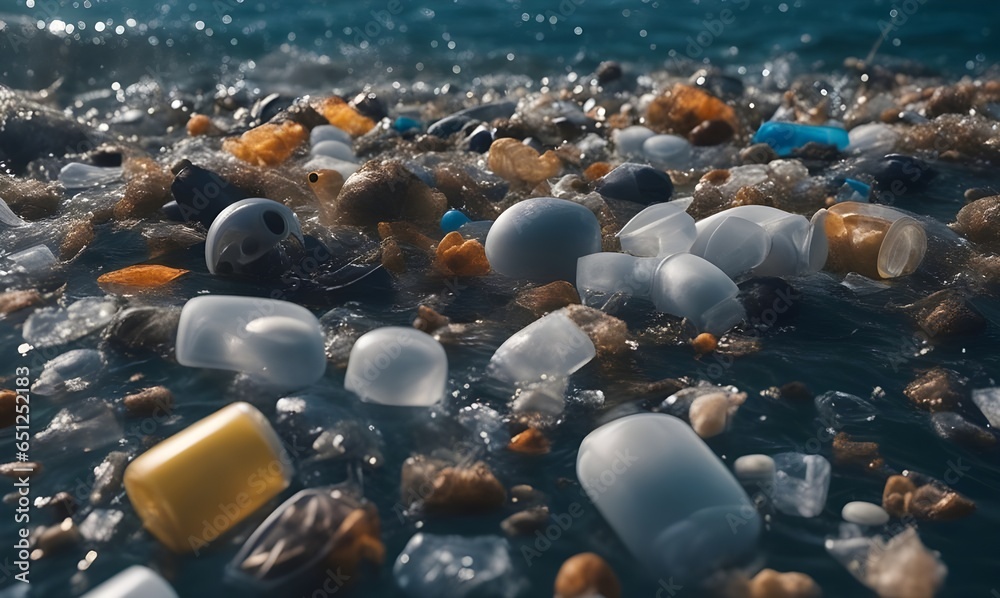 Obraz premium plastic and microplastic pollution in the ocean