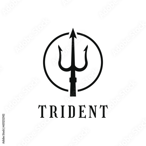 Trident neptune logo design with circle