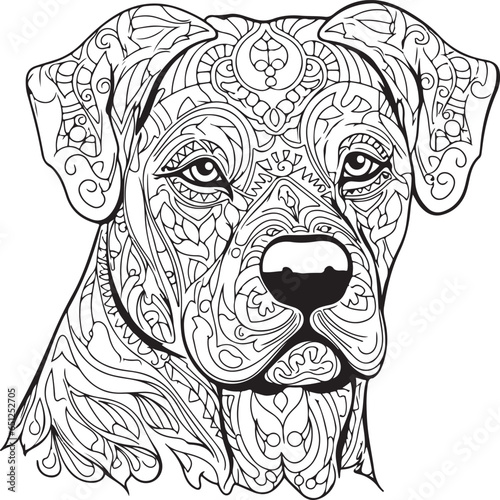 Great Dane mandala dog coloring page for adults mandala dog © Studio One