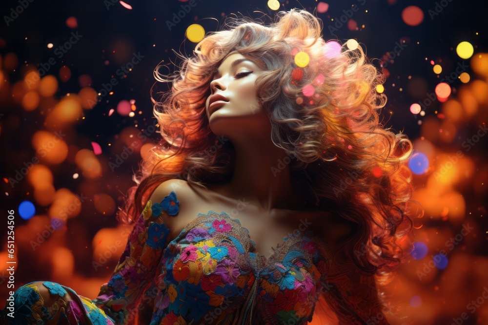 Dreamlike Beauty with Glittering Backdrop
Woman with a sparkling abstract background.