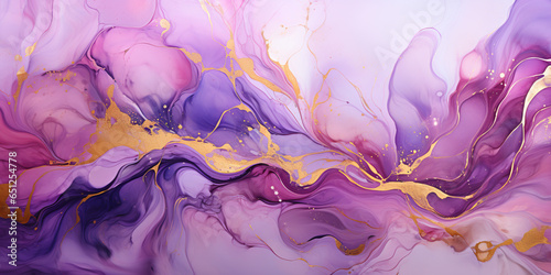 abstract watercolor background illustration  pastel pink purple color and gold marble lines. AI generative