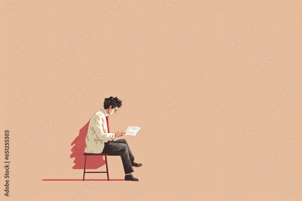 Cartoon illustration of a person reading a newspaper Cartoon illustration of a person reading a newspaper