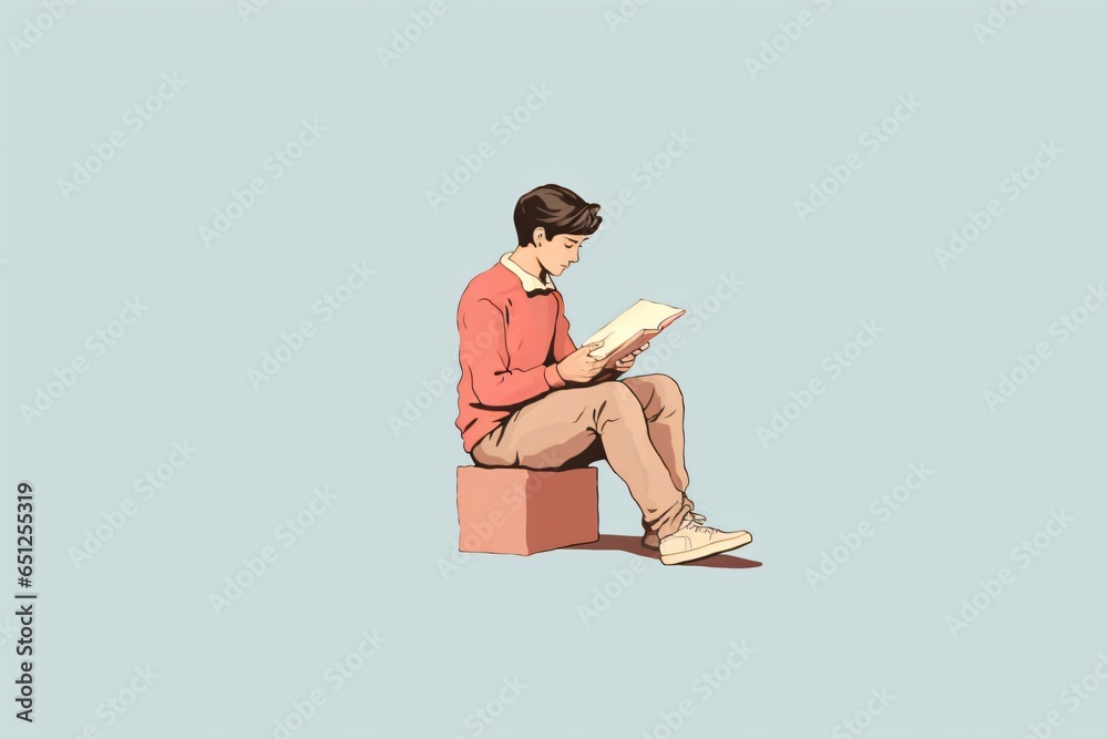 Cartoon illustration of a person reading a newspaper Cartoon illustration of a person reading a newspaper