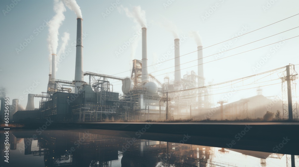 power plant with blurred background