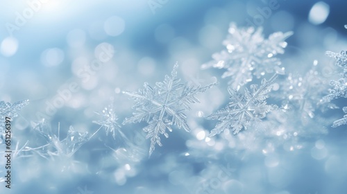 snowflakes close frame blurred background