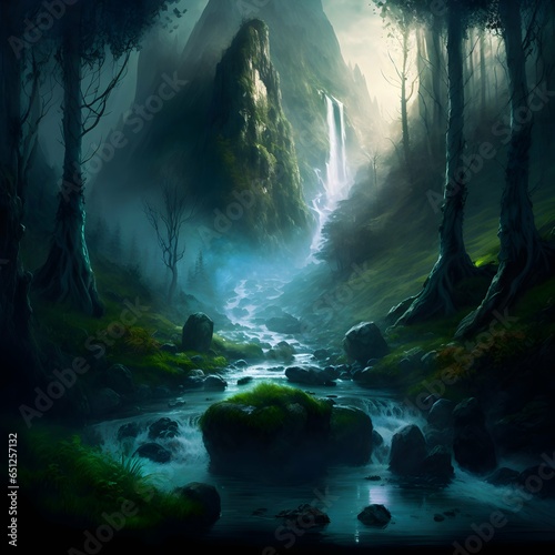 elvish forest glow avatar landscape hd realitic river mountain waterfall 
