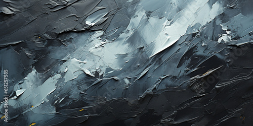 abstract texture background made of rough artist strokes with oil paints in dark blue and gray. AI generative