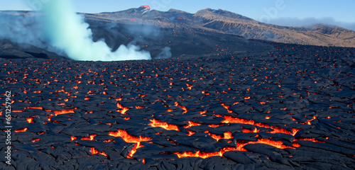 Volcanic eruption lava material red lava hot magma