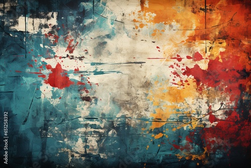 Graffiti-Inspired Grunge Texture Background with Vibrant Urban Street Art Colors and Expressive Spray-Painted Elements