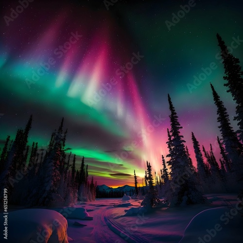 Beautiful aurora borealis in canadas northern territories plateau 