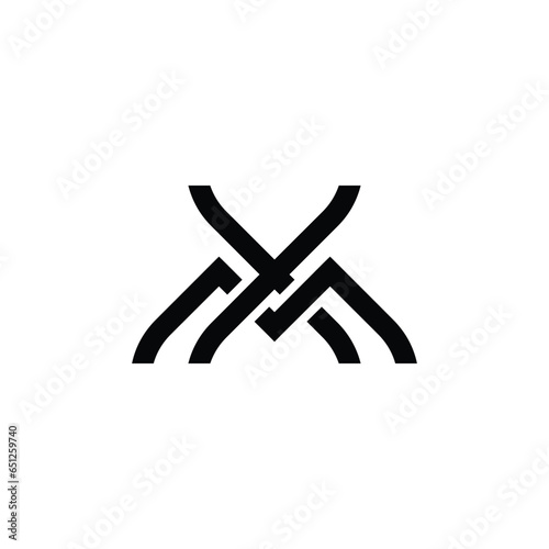 XM, YM Alphabet Text Font Innovative Typography Icon Graphic Logo Design in Black Color Font on White Background Vector