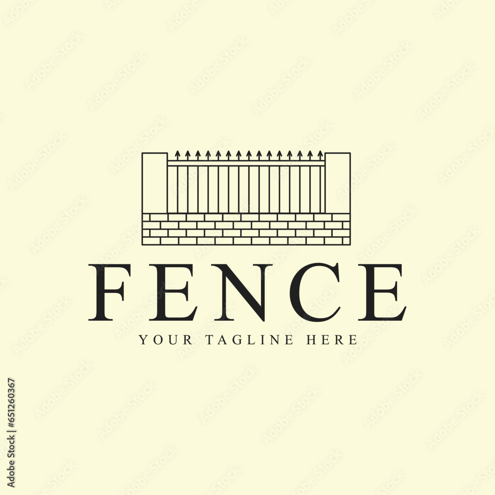 fence logo line art graphic design icon template simple minimalist vector illustration