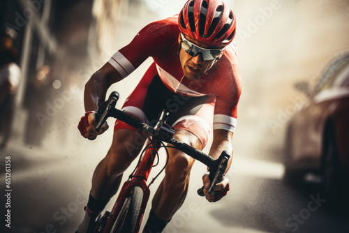 Cyclist competing in a professional race