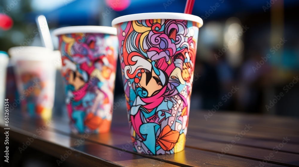 A festive colored paper cup for birthday parties