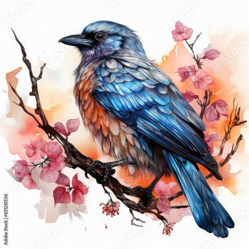 watercolor Crow clipart, Generative Ai © creativeproartist