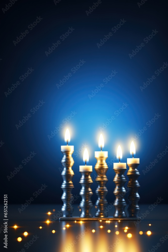 concept Hanukkah. Jewish holiday of lights. background for greeting card, invitation, poster. lighted candles.