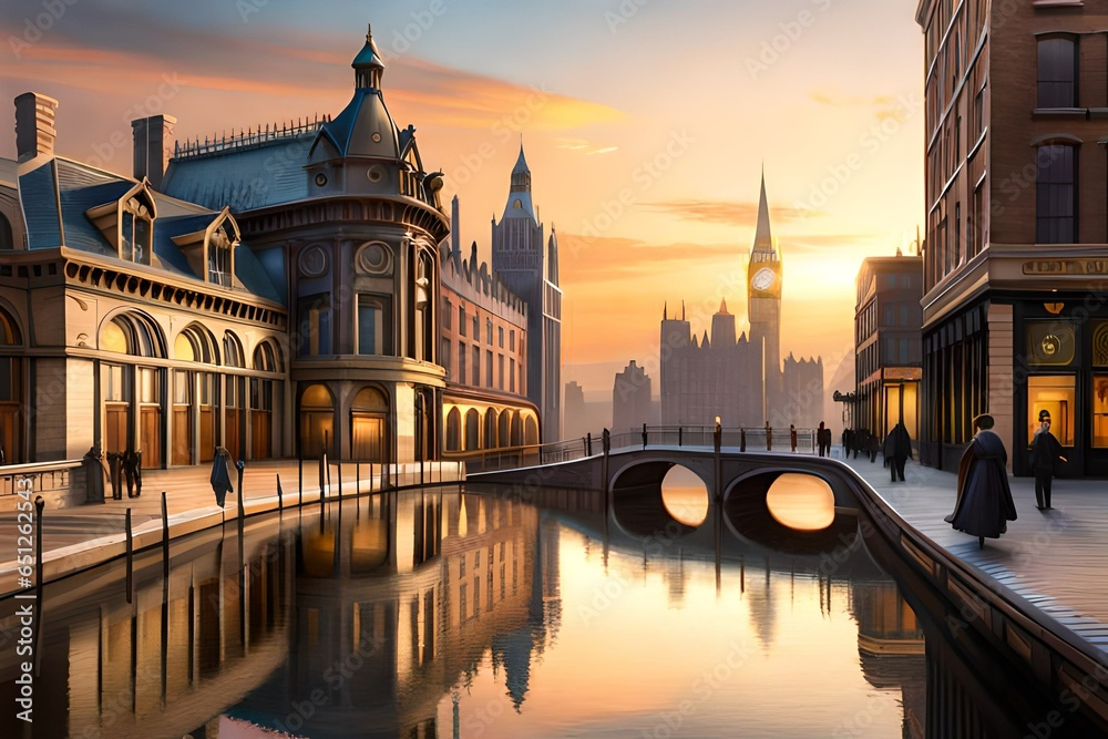 Fototapeta premium city at sunset