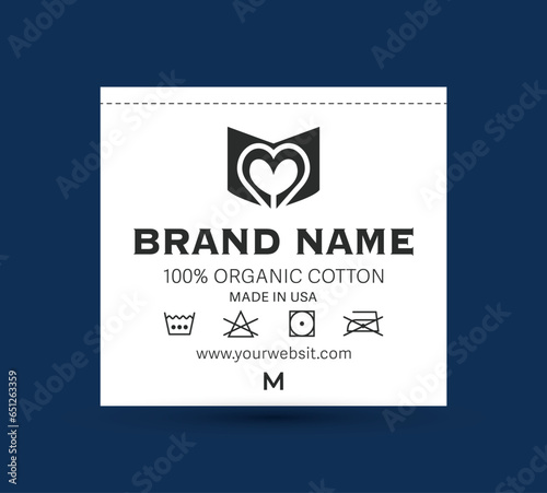 Vector Neck Label Tag Design with Logo and Laundry Symbols for Apparel and Merchandise