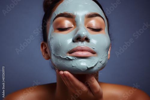 A woman wearing a facial mask to nourish and rejuvenate her skin. Ideal for beauty and skincare concepts.
