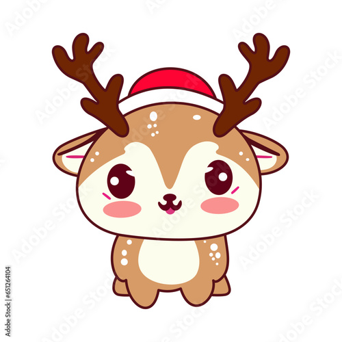 deer new year kawaii cute vector illustration