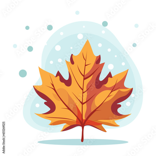 autumn leaf on winter background vector illustration