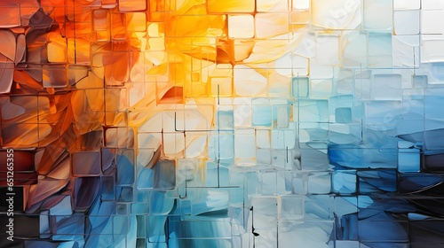 Fototapeta Naklejka Na Ścianę i Meble -  White and colorful abstract grunge glass square mosaic tile mirror wall texture background banner panorama
