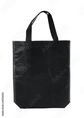 Side view of blank black shopping bag