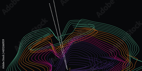 3D abstract monochrome background with lines pattern vector design, technology theme, dimensional dotted flow in perspective, big data, nanotechnology