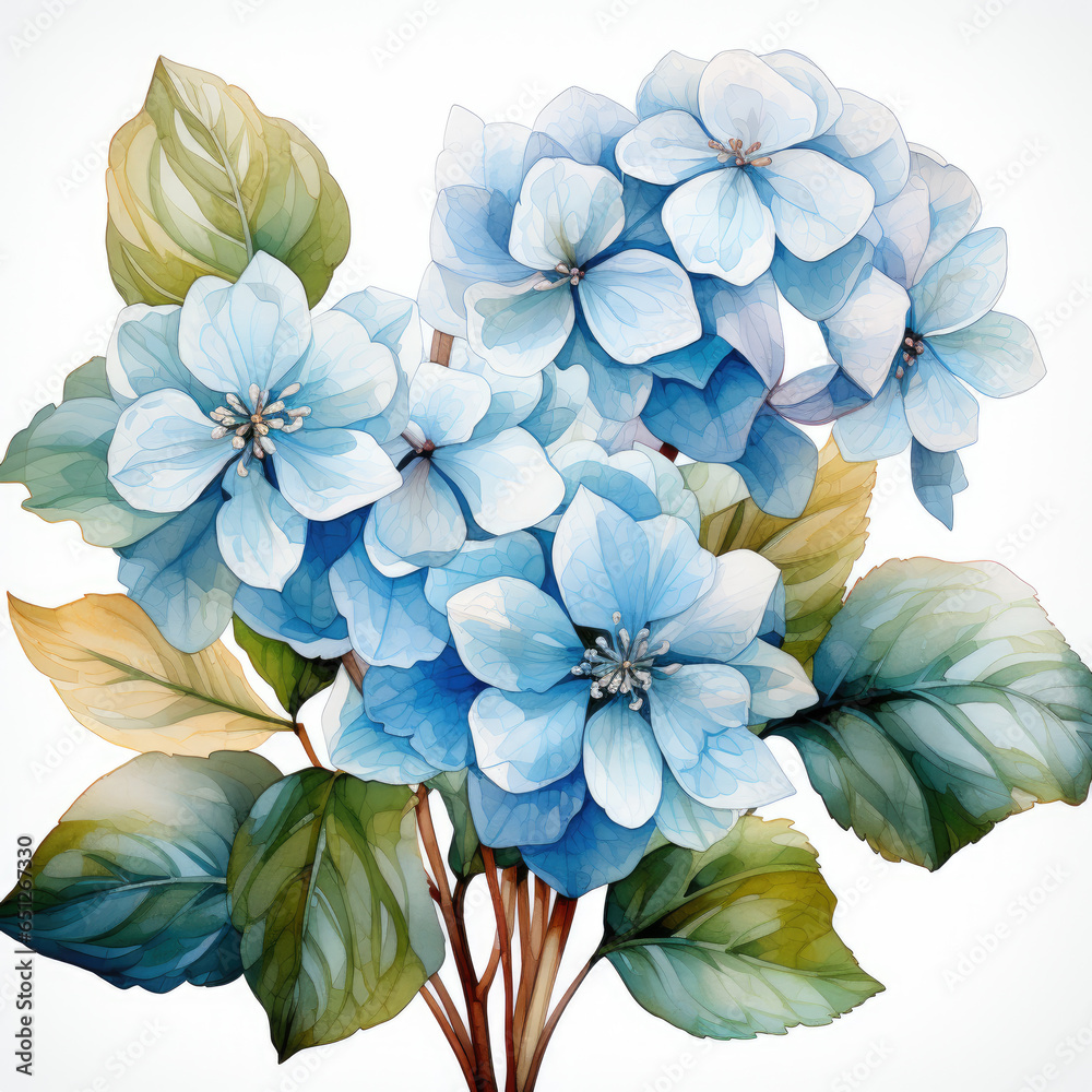 watercolor Hydrangea clipart, Generative Ai watercolor Hydrangea clipart, Generative Ai