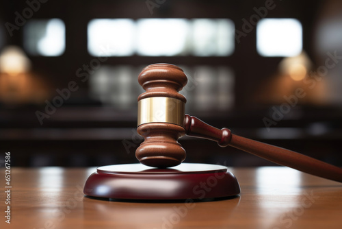 Judges gavel on wooden desk. Law concept.
