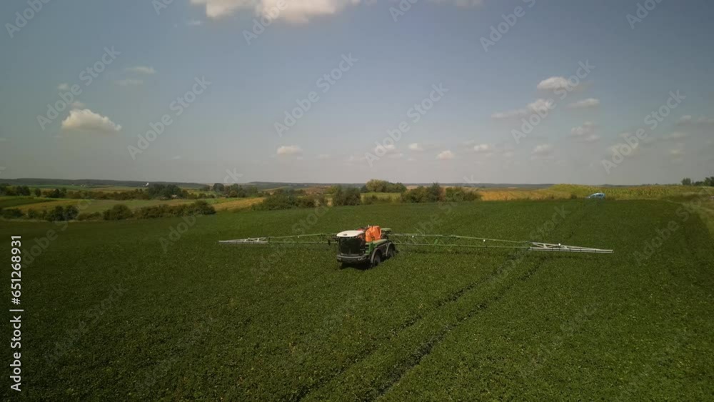 Sprayer Spraying Fungicides on the Soybean Field Sprayer Spraying Fungicides on the Soybean Field