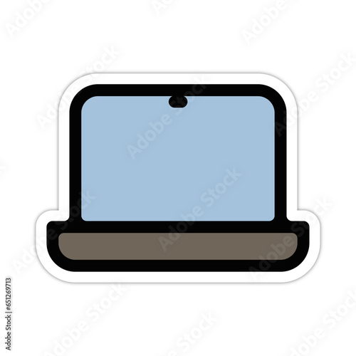 picto logo icones et symbole ordinateur portable gras bleu relief photo