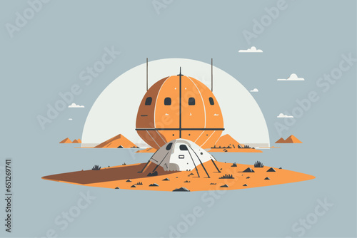 Hand drawn cartoon a lander flat art Illustration in minimalist vector style