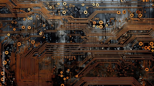 gros plan d'un circuit imprimé, généré par IA