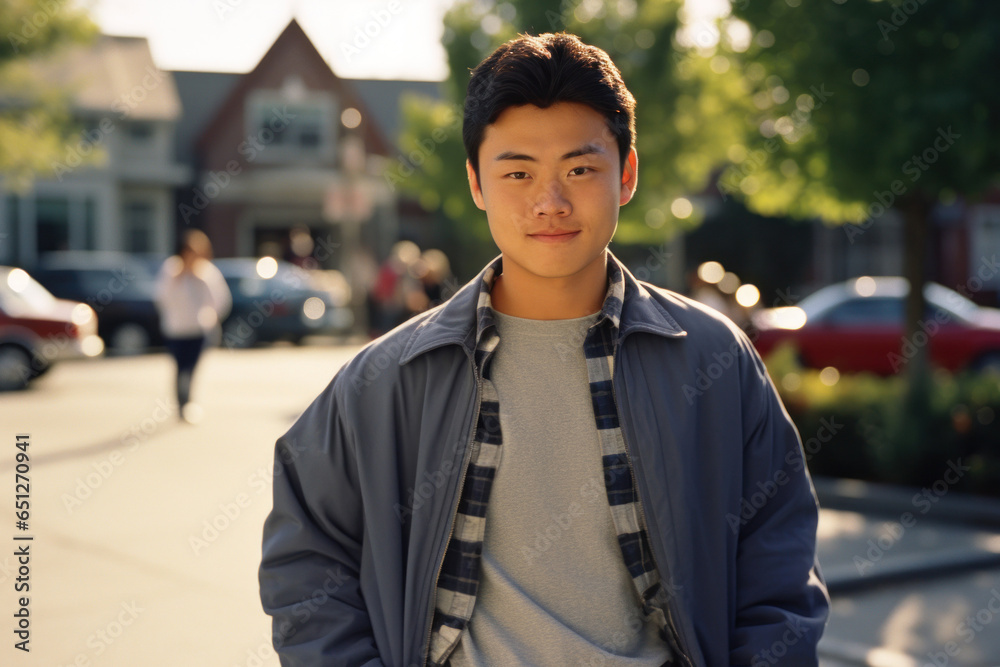 Portrait of a happy asian man on a blurred background. Close-up shot. Portrait of a happy asian man on a blurred background. Close-up shot.